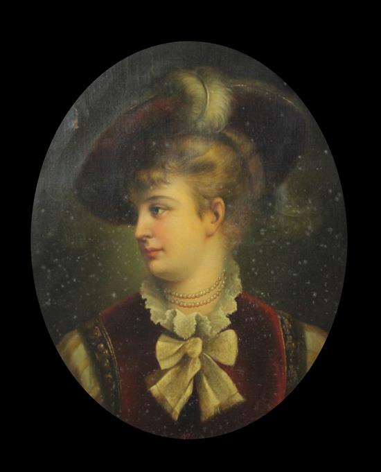 Adèle Riche (French 1791-1878) Portraits of elegant ladies, ovals, 26 x 21in.